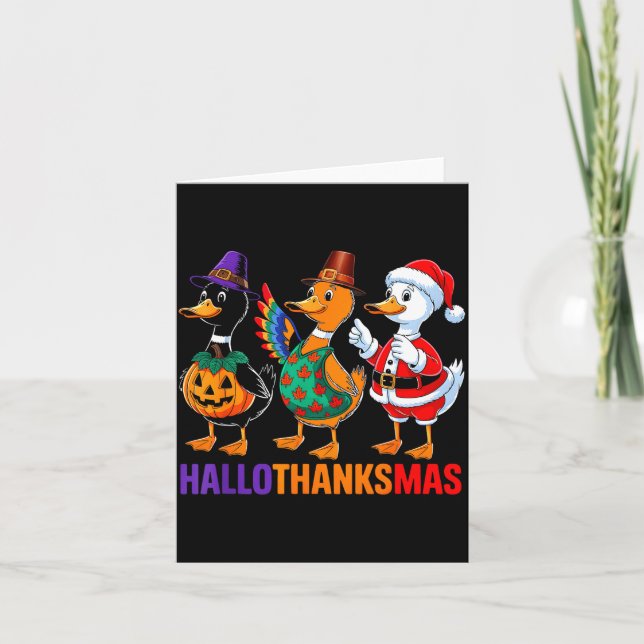 Cartão Happy Hallothanksmas Duck Lover Halloween Merry Ch (Frente)
