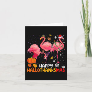 Cartão Happy Hallothanksmas Flamingo