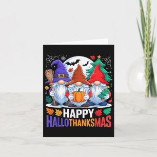 Cartão Happy Hallothanksmas Gnomos Lover Feliz das Bruxas