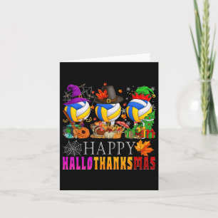 Cartão Happy Hallothanksmas Voleibol Halloween Thanksgi
