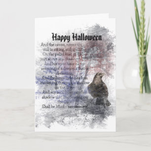 Cartão Happy Halloween Edgar Allan Poe Raven Poem