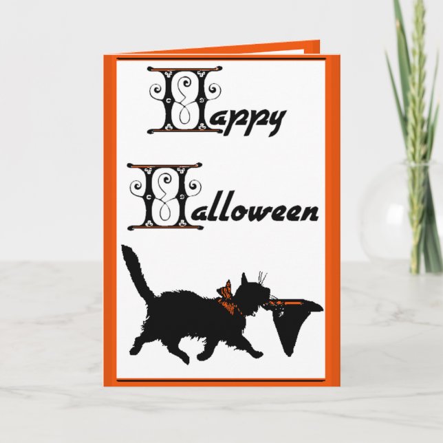 Cartão Happy Halloween From One Cool Cat To Another (Frente)