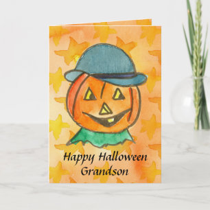 Cartão Happy Halloween Grandson Custom Name