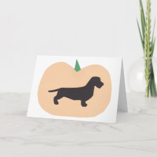 Cartão Happy Halloween Pumpkin Wire Hair Dachshund