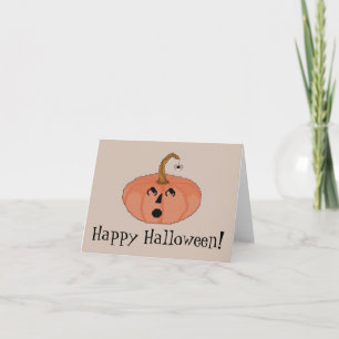 Cartão Happy Halloween! Startled Pumpkin Notecard