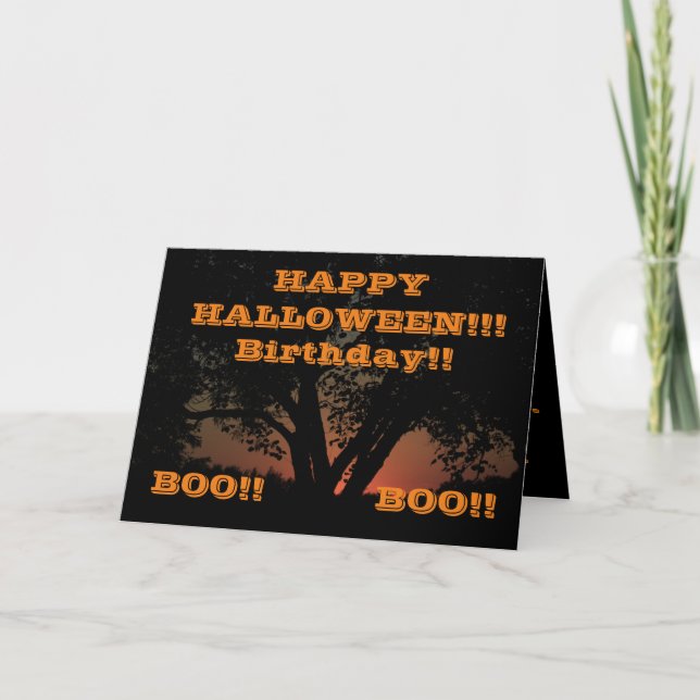Cartão Happy Halloween Tree Greeting Card (Frente)