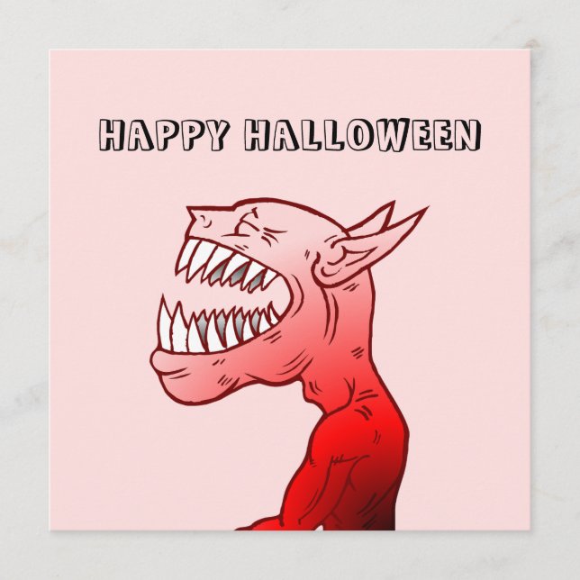 Cartão Happy Halloween with the laughing demon (Frente)