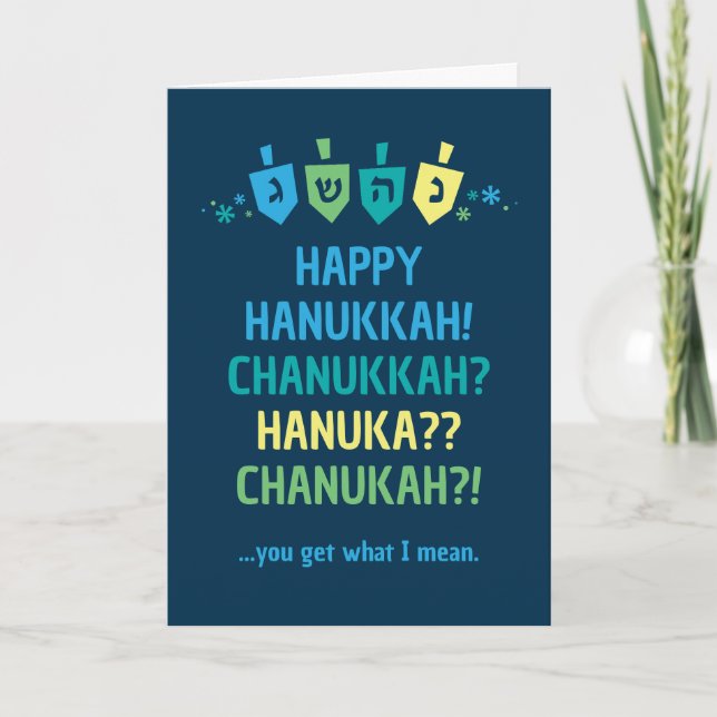 Cartão Happy Hanukkah Chanukah Dreidel Greeting Card (Frente)