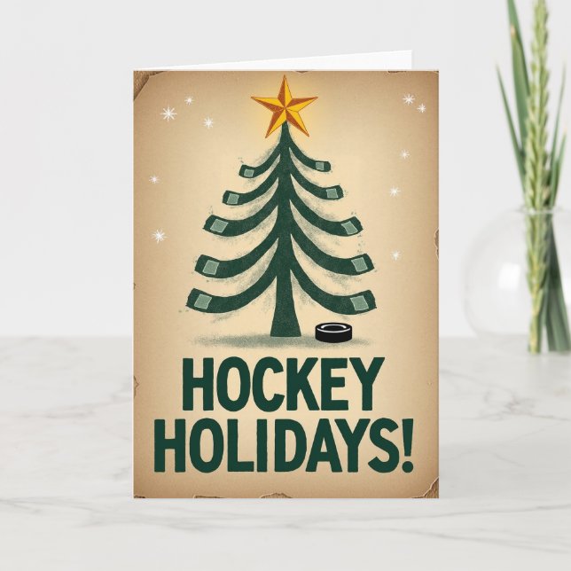 Cartão Happy Hockey Holidays (Frente)