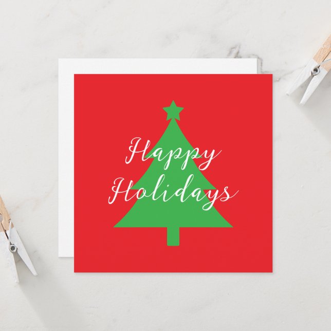 Cartão Happy Holidays Bright Red Christmas New Year (Frente/Verso In Situ)