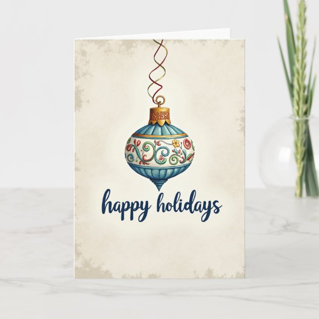 Cartão Happy Holidays Ornament Card (Frente)