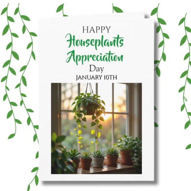 Cartão Happy Houseplants Appreciation Day | Jan 10th (Criador carregado)