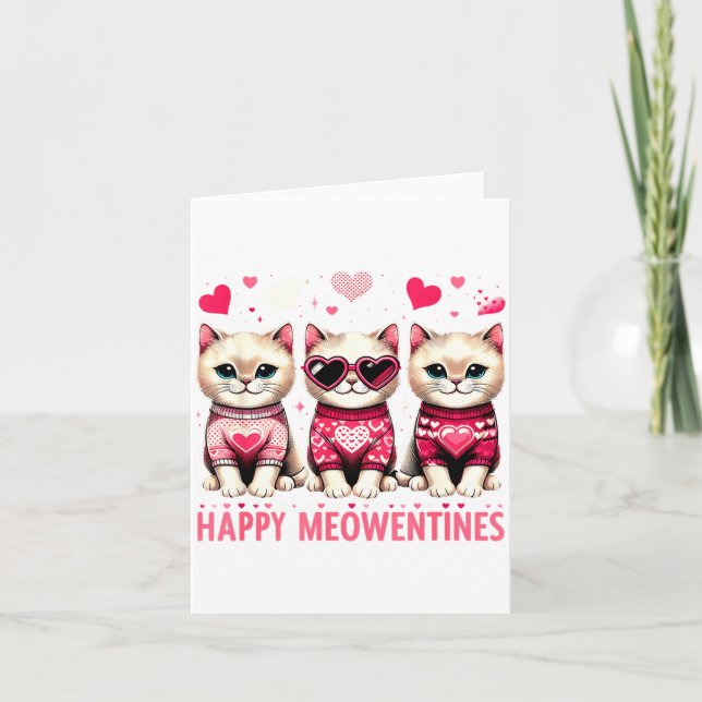 Cartão Happy Meowentines Cute Valentine Cats Love Funny M (Frente)