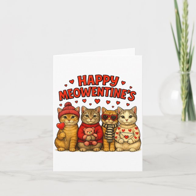 Cartão Happy Meowentines Cute Valentine Cats Love Women M (Frente)