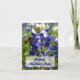 Cartão Happy Mother's Day Bee & Blue Bonnet Card