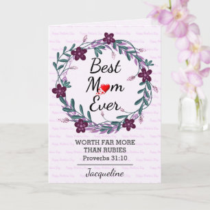 Cartão Happy Mother's Day BEST MOM EVER Prov 31 Floral