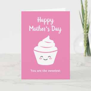 Cartão Happy Mother's Day card with cute pink cup cake