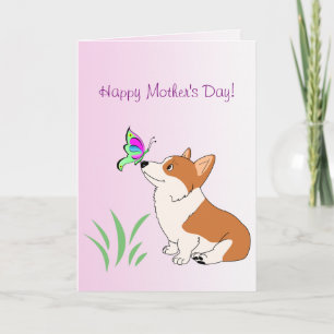 Cartão Happy Mother's Day Corgi with Butterfly