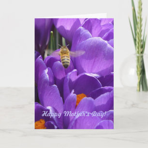Cartão Happy Mother's Day! "Crocuses and Honey Bee"