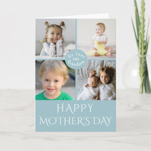 Cartão Happy Mother's Day Grandma  Aqua Photo Collage
