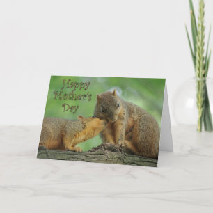 Cartão Happy Mother's Day - Mom and Baby Squirrels