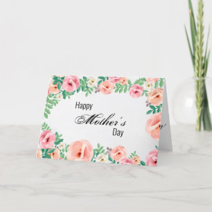 Cartão Happy Mothers Day Pastel Pink Paper Flowers
