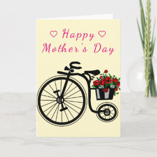Cartão Happy Mother's Day - Romantic Vintage Flowers Bike