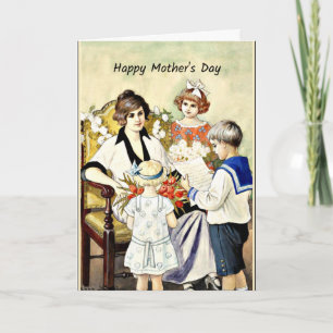 Cartão Happy Mother's Day, vintage illustration