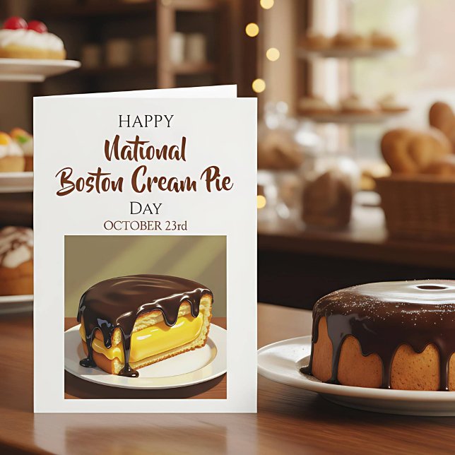 Cartão Happy National Boston Cream Pie Day | Oct 23rd (Criador carregado)