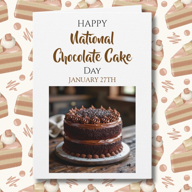 Cartão Happy National Chocolate Cake Day | Jan 27th (Criador carregado)