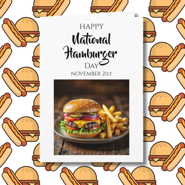 Cartão Happy National Hamburger Day | Dec 21st (Criador carregado)