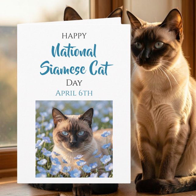 Cartão Happy National Siamese Cat Day | April 6th (Criador carregado)
