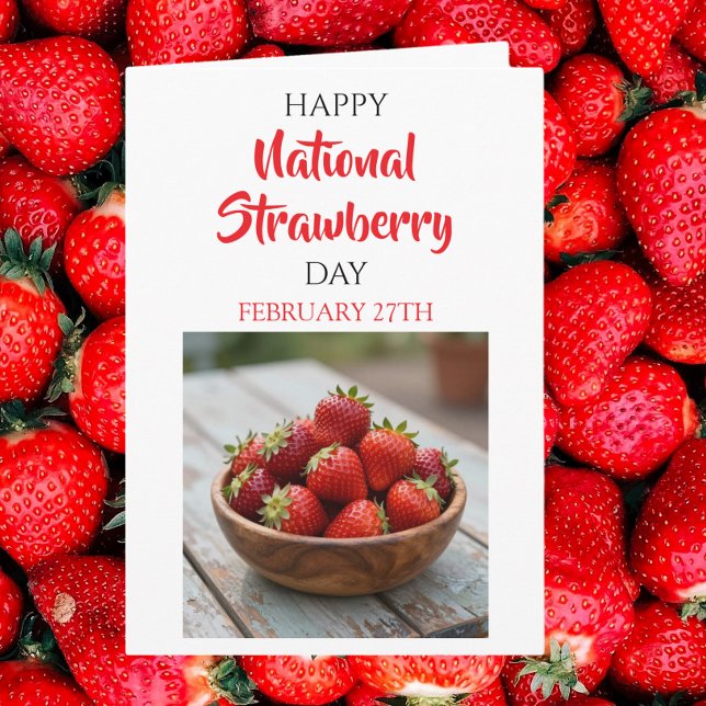 Cartão Happy National Strawberry Day | February 27th (Criador carregado)