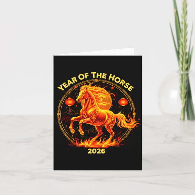 Cartão Happy New Year 2026 Chinese New Year Horse Zodiac  (Frente)