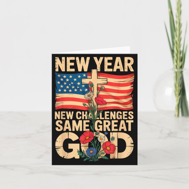Cartão Happy New Year 2026 Christian Challenges Same Grea (Frente)