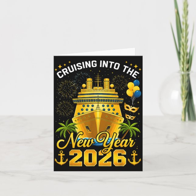 Cartão Happy New Year 2026 Cruising Into The New Year 202 (Frente)