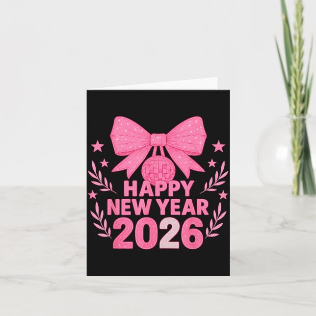 Cartão Happy New Year 2026 Nk Bow Coquette Family  (Frente)