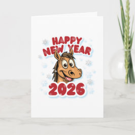 Cartão Happy New Year 2026: Year of the Horse Mascot