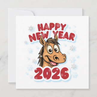 Cartão Happy New Year 2026: Year of the Horse Mascot
