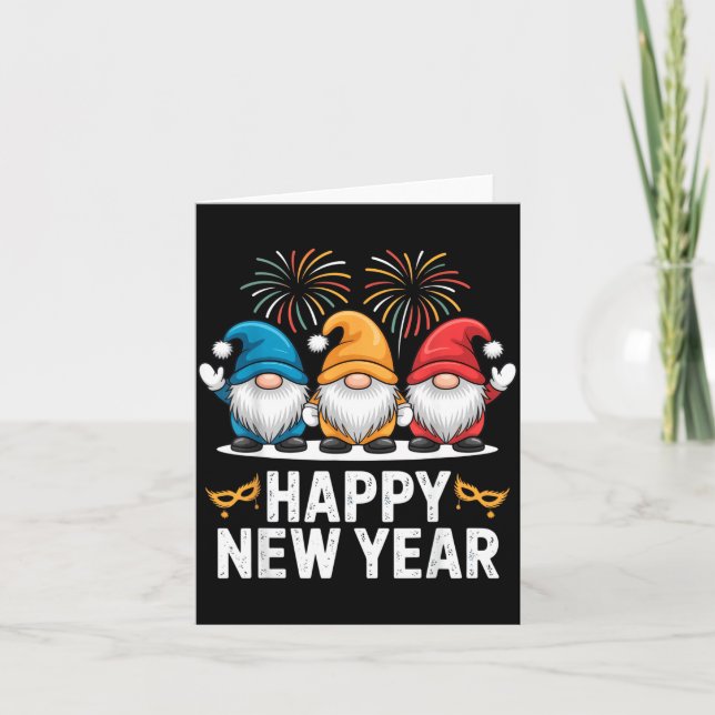 Cartão Happy New Year Gnomes For Party Lovers And Festive (Frente)