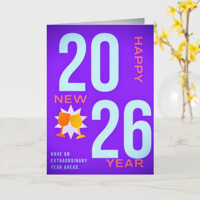 Cartão Happy New Year Greeting Card – Festive Holiday (Flor Amarela)