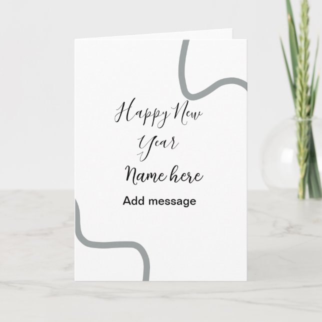 Cartão Happy new year name message gray simple holiday  (Frente)