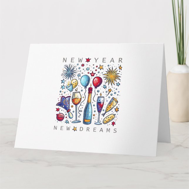 Cartão Happy New Year New Dreams 2026 Family Matching Fir (Frente)