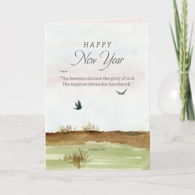 Cartão Happy New Year Scripture Psalm 19 Winter Desert  (Frente)