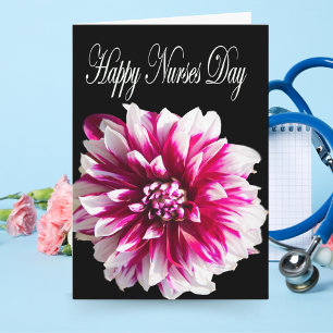 Cartão Happy Nurses Day Purple Dahlia Greeting Card