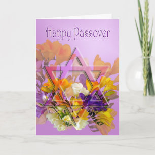 Cartão Happy Passover card with Star of David and freesia
