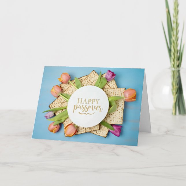 Cartão Happy Passover Card with Tulips & Matzo | Modern (Frente)