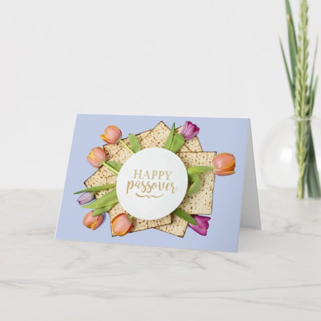 Cartão Happy Passover Card with Tulips & Matzo | Modern (Frente)