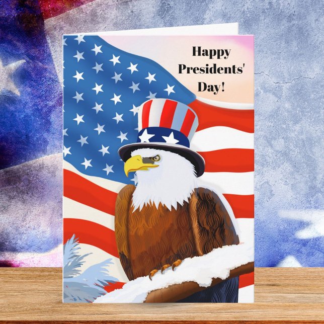 Cartão Happy Presidents' Day Patriotic Bald Eagle (Criador carregado)