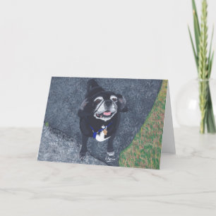 Cartão Happy Pug Dog Painting Greeting Cards